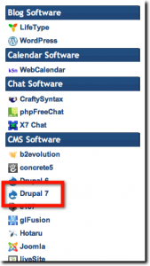 Select Drupal 7 from HostGator QuickInstall menu