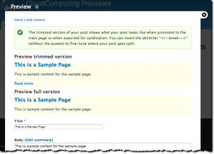 Preview options for new Drupal page