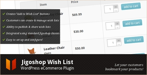 JigoShop Wishlist - WordPress eCommerce Plugin