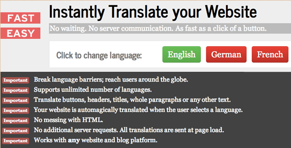 Instant Website and Blog Translator