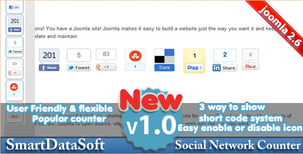 Joomla SmartSocial Counter Extension
