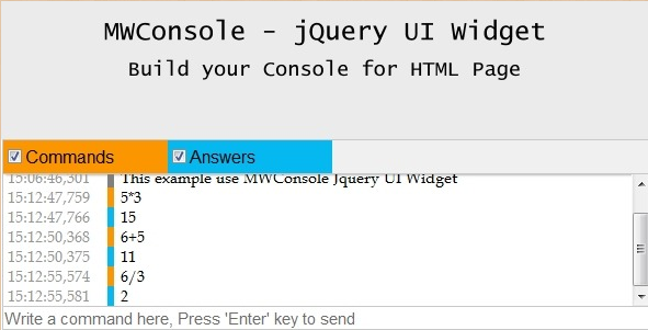 MWConsole - jQuery UI Console Widget
