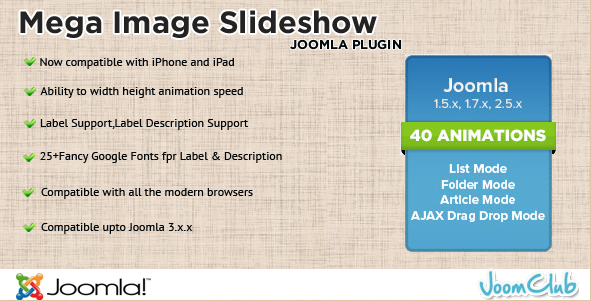 Mega Image Slideshow - Joomla Plugin Extension