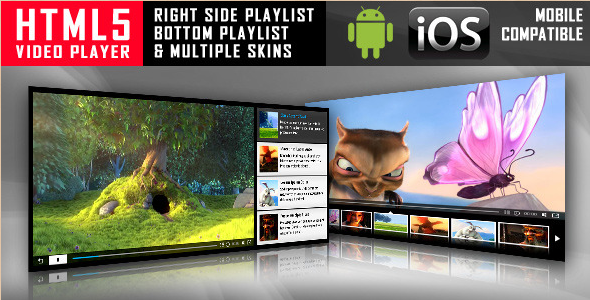 HTML5 Video Player with Playlist & Multiple Skins